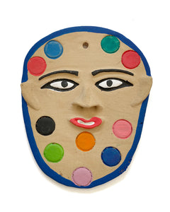 Máscara em cerâmica (bolas variadas com azul)