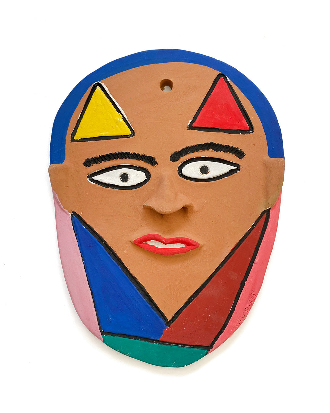 Máscara em cerâmica (triângulos amarelo, vermelho, azul)