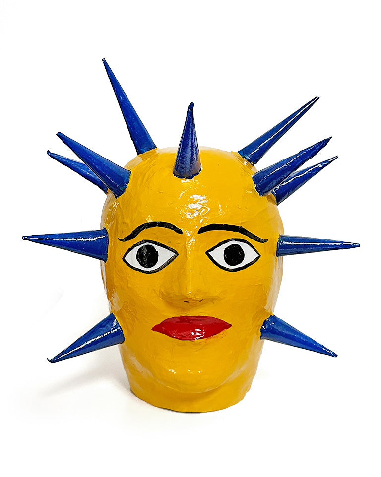 Máscara espetos amarela e azul