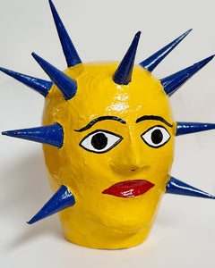 Máscara espetos amarela e azul