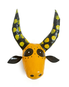 Máscara de boi (amarelo, preto e branco)