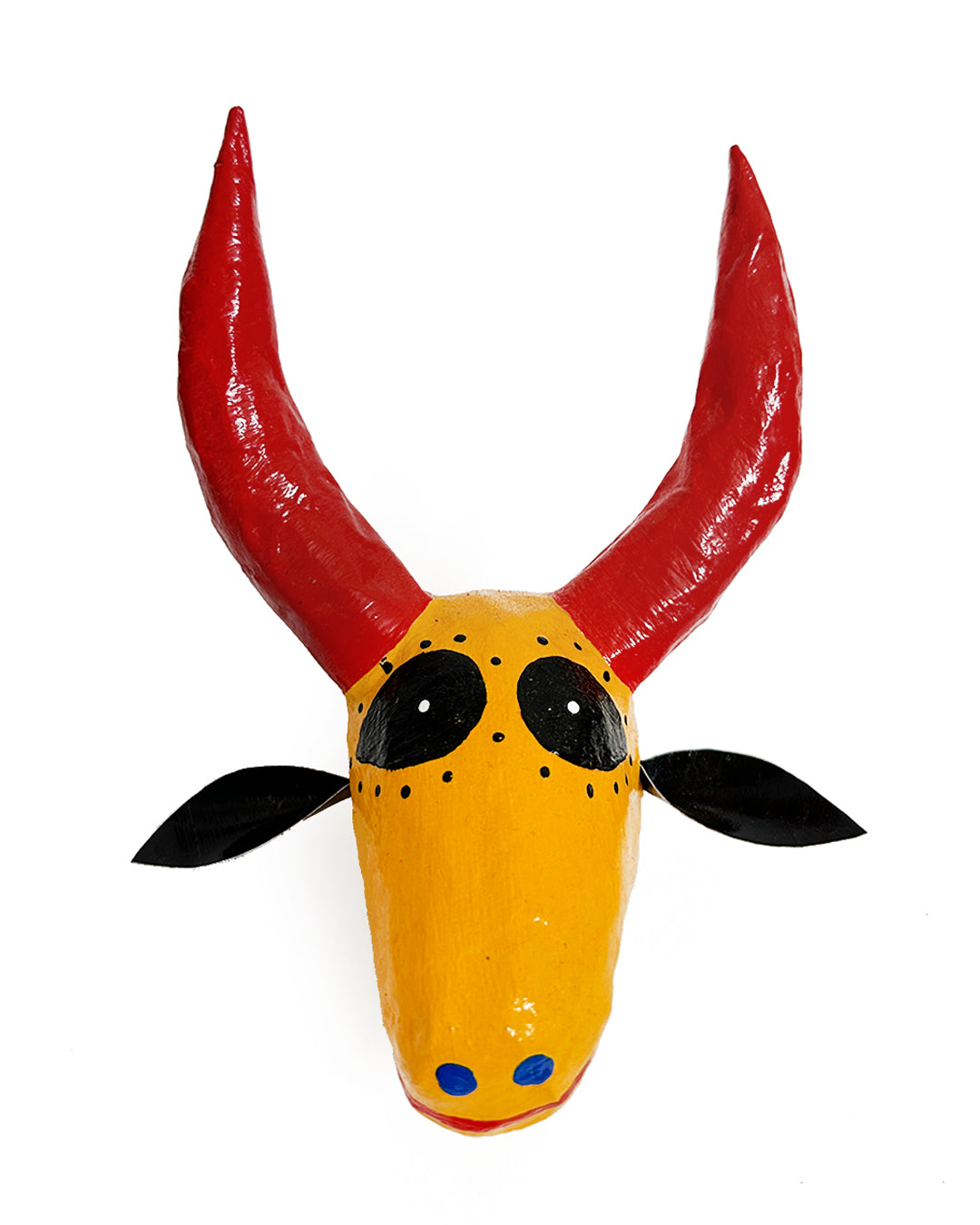 Máscara de boi (amarelo, preto e vermelho)