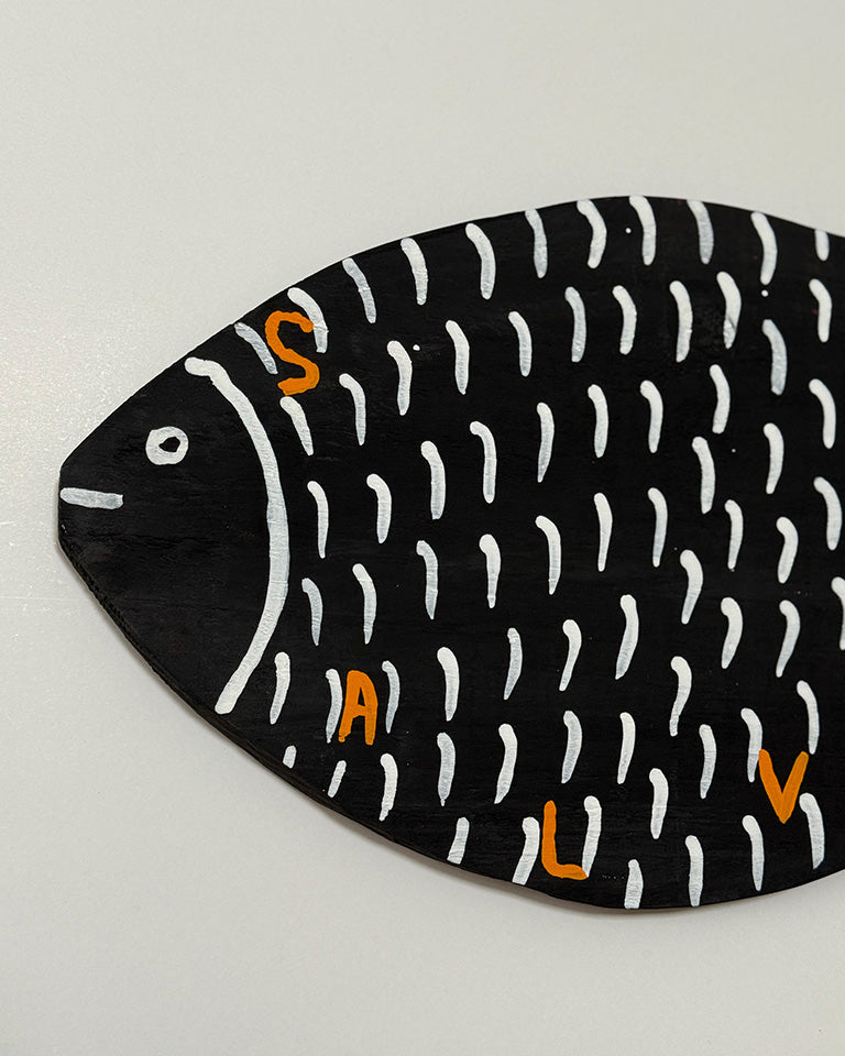 Peixe preto p/ parede (grande) – madeira