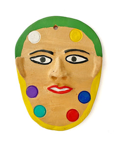 Máscara em cerâmica (verde, roxo, azul, vermelho e amarelo)