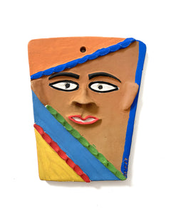 Máscara em cerâmica (laranja, azul, verde, amarela e vermelha)
