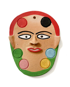 Máscara em cerâmica (vermelha, preta, verde, azul, laranja e rosa)